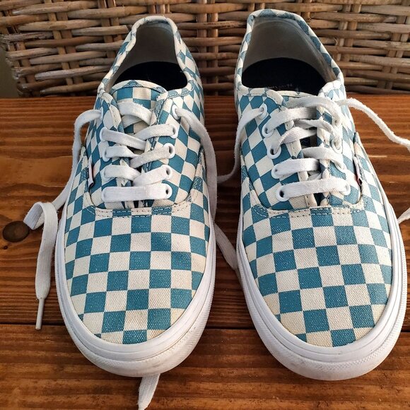 Vans Blue & White Checkerboard Canvas Lace-Up Sneakers Skateboard Mens Size 9.5 - Picture 1 of 15